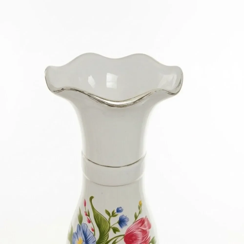 VINTAGE POTTERY VASE HAND PAINTED FLOWERS 10